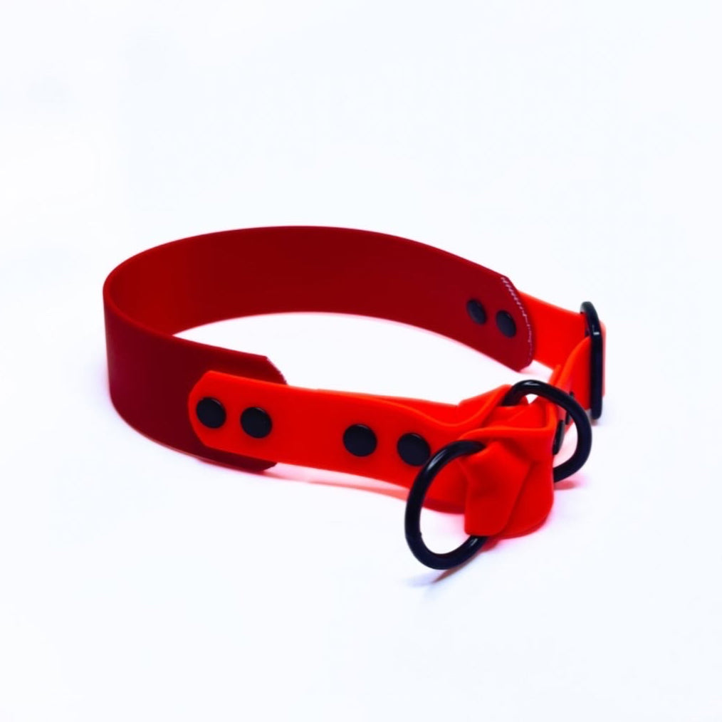Schlupfhalsband Biothane, Rot und Neon Orange, extra breit