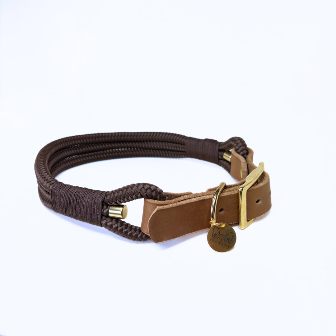 Fettleder und Tau Leine, teilgeflochten, Camel und Braun