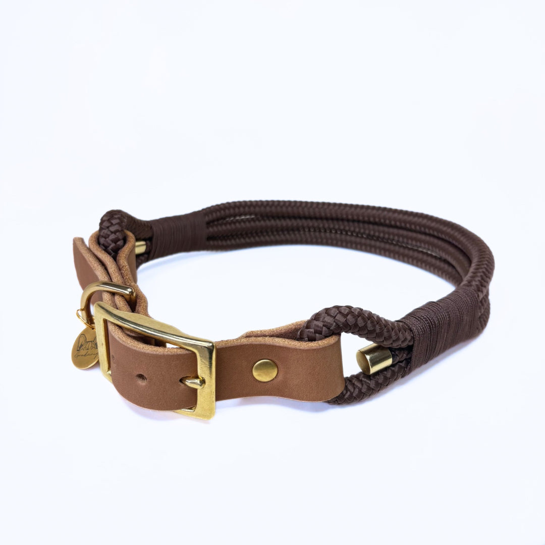 Fettleder und Tau Halsband, Camel und Braun