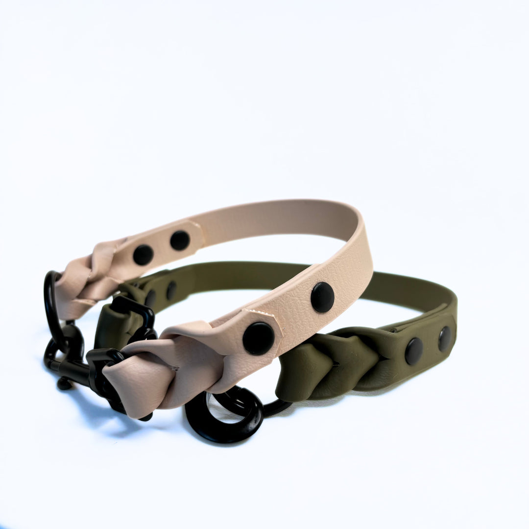 Biothane Halsband, Geflochten, Puder