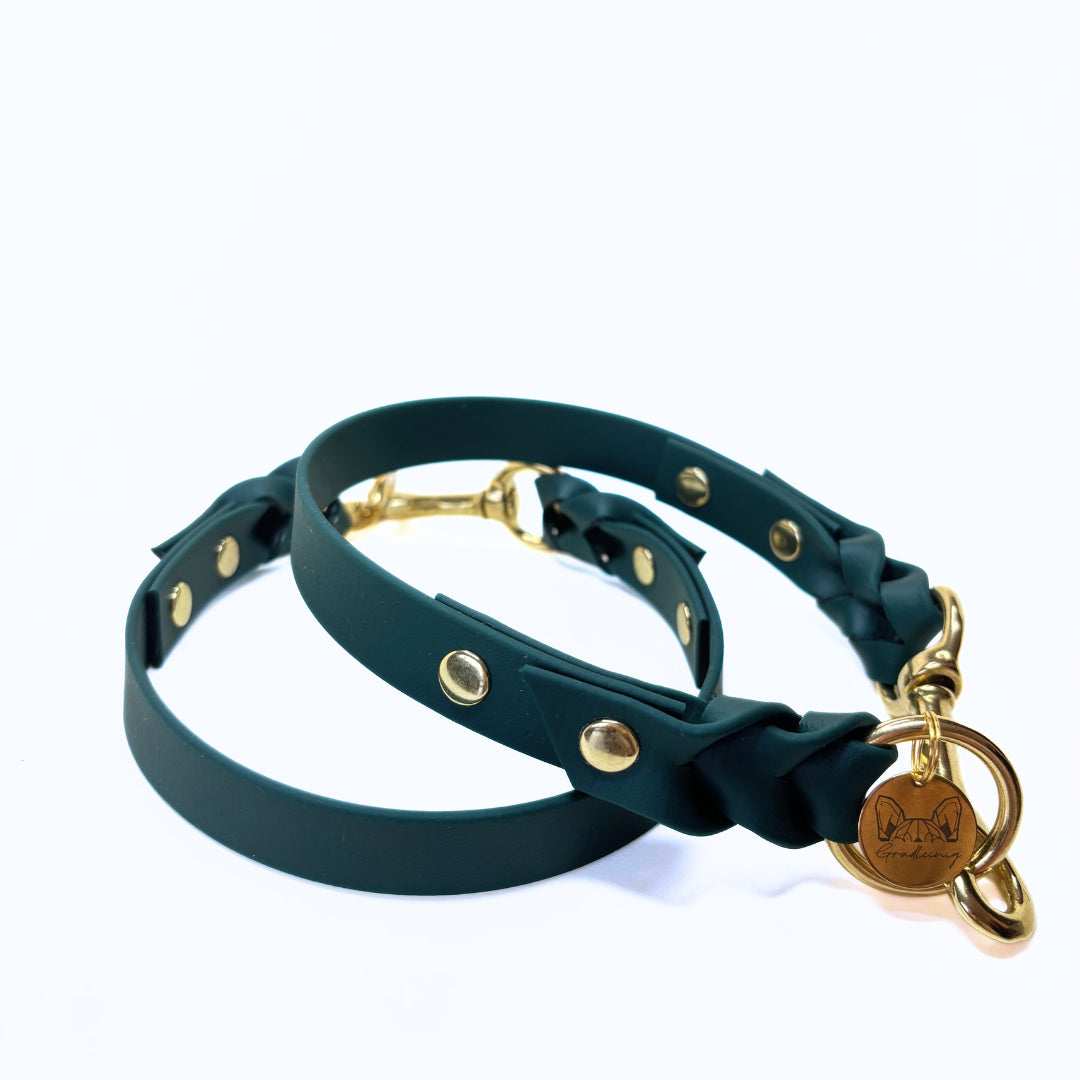 Biothane Halsband, Geflochten, Dunkel Grün