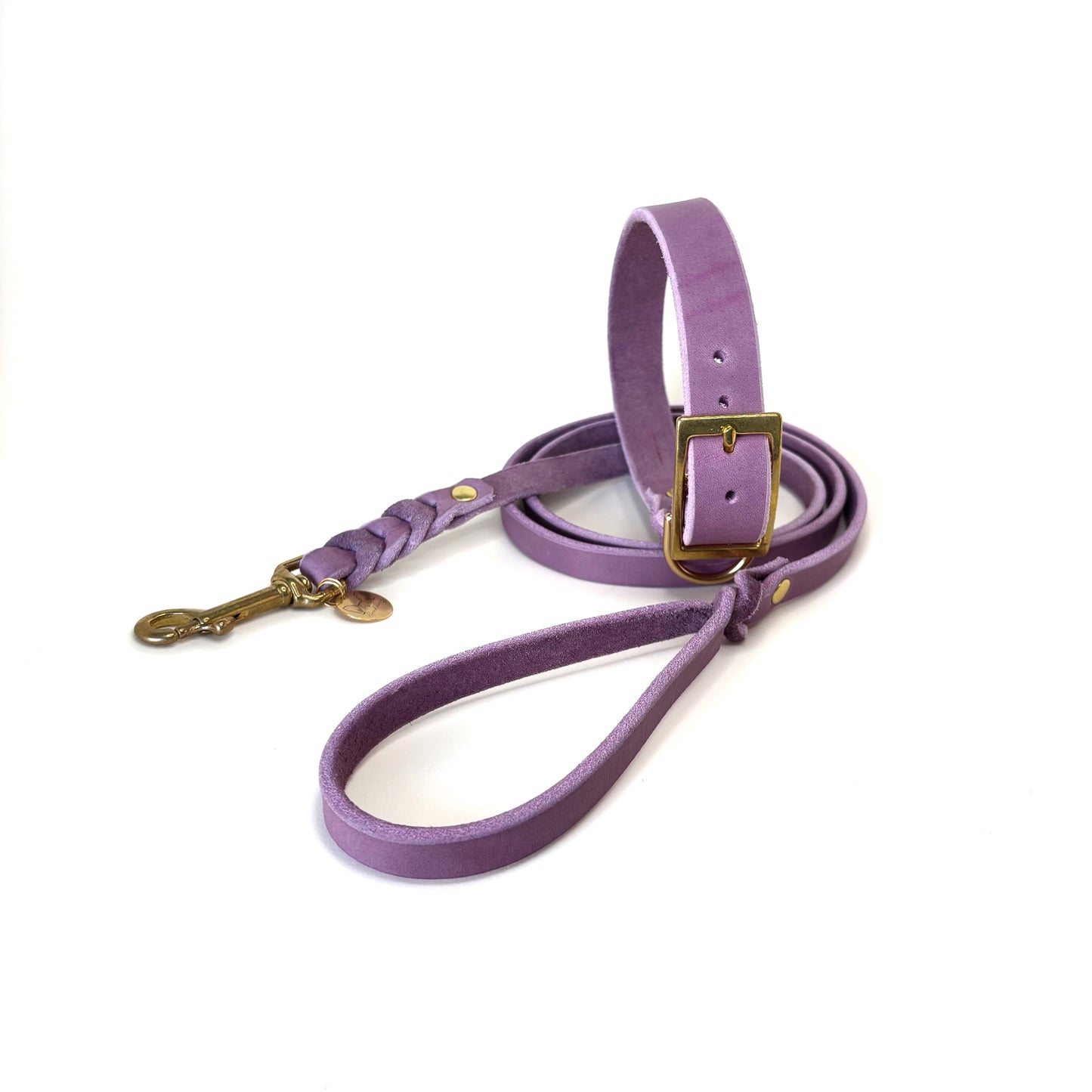Fettleder Halsband, teilgeflochten, Flieder