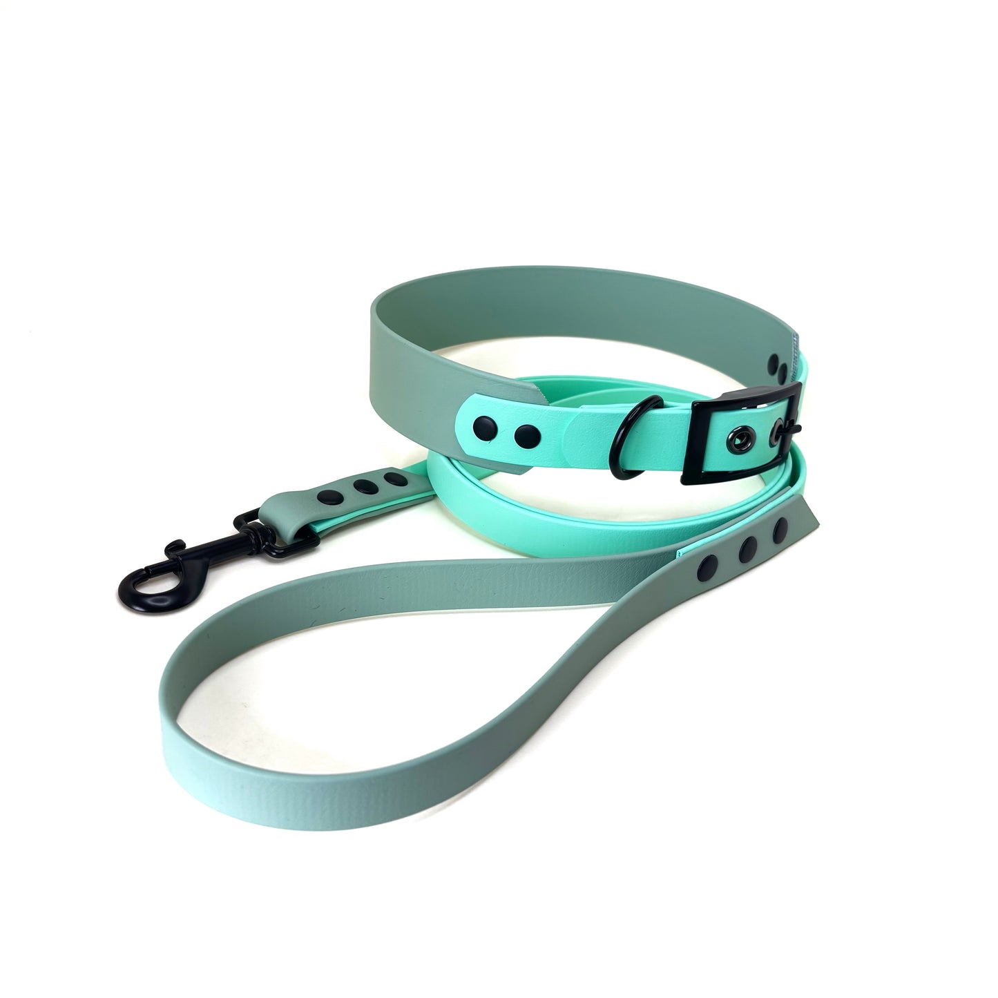 Halsband Biothane, Sea Grün und Caribbean Grün, extra breit