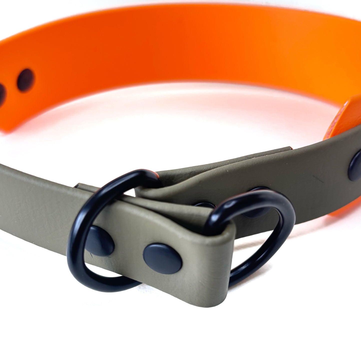Schlupfhalsband Biothane, Peach und Oliv , extra breit