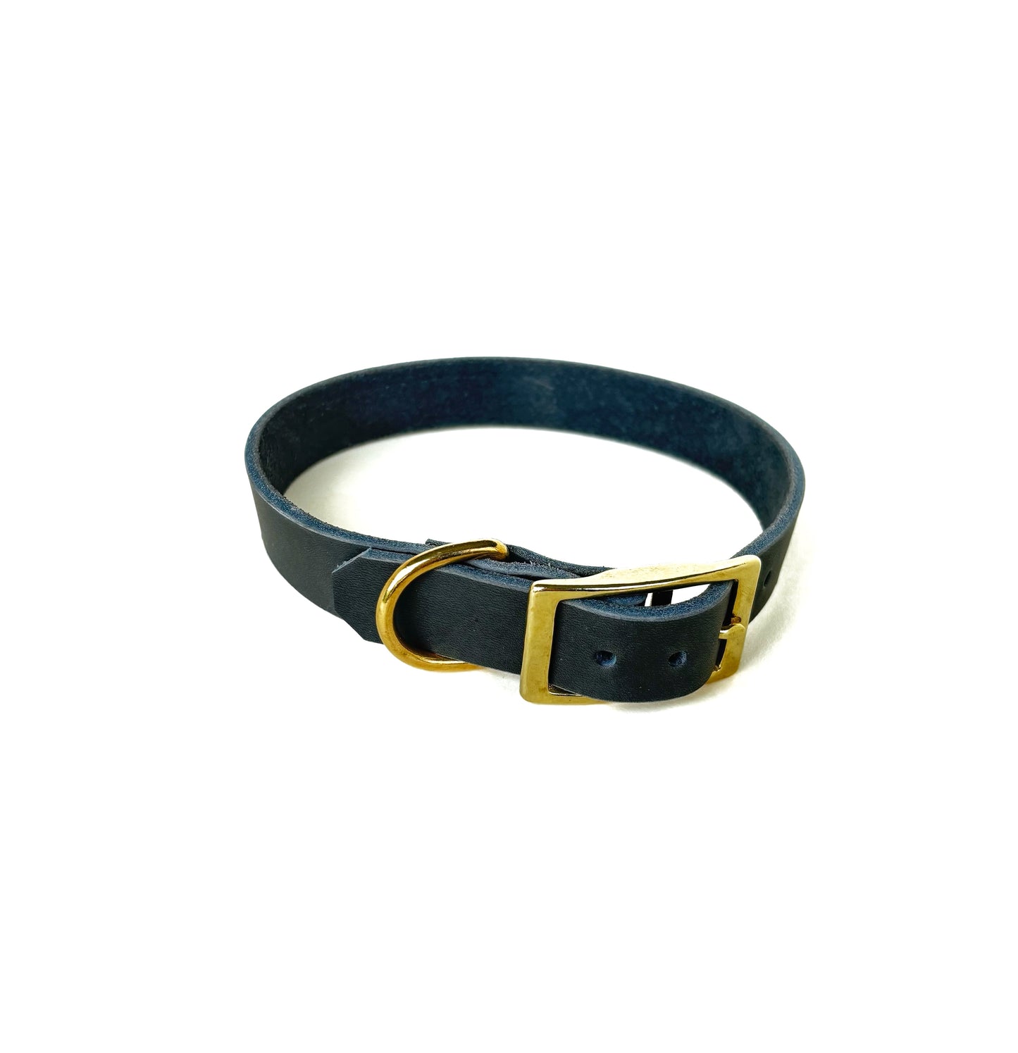 Fettleder Halsband, Grau, schlicht