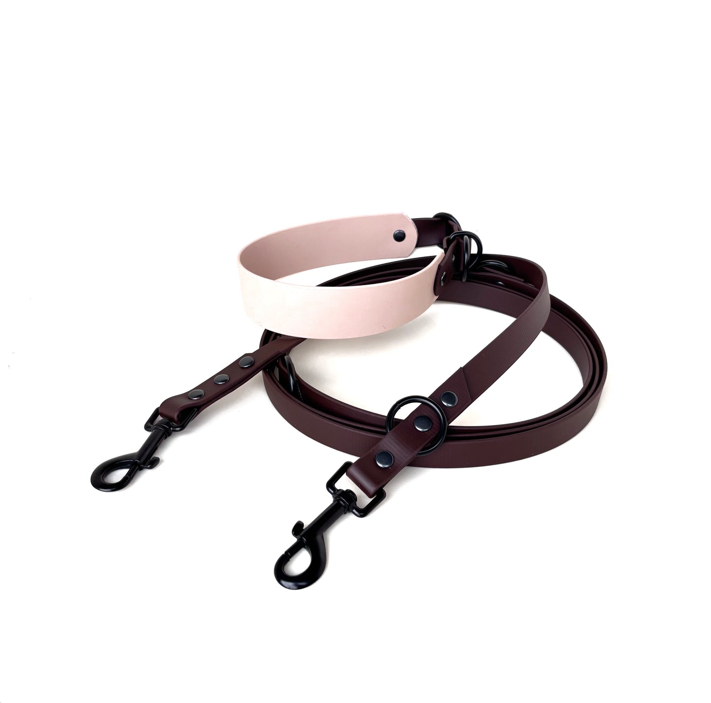 Schlupfhalsband Biothane, Puder und Dunkelbraun, extra breit