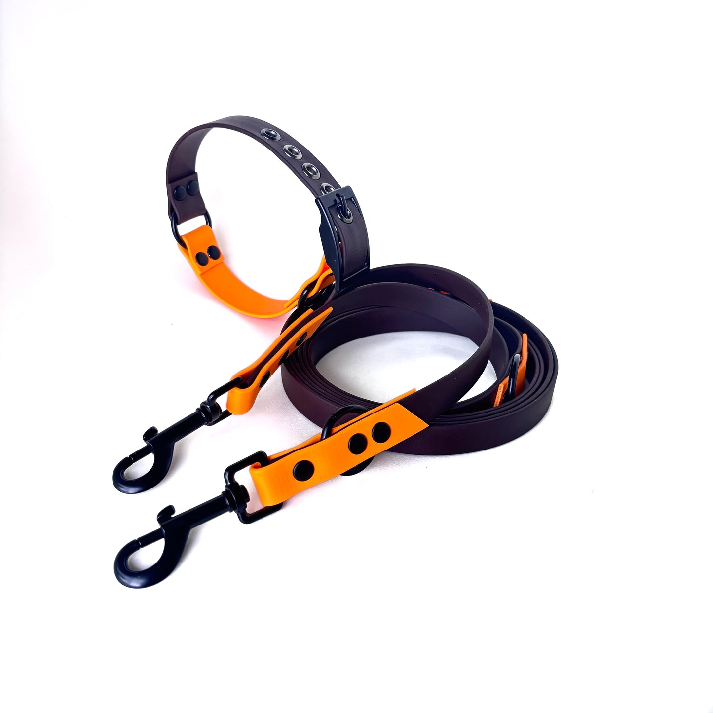 Biothane Halsband, Zweifarbig Braun und Peach, verstellbar
