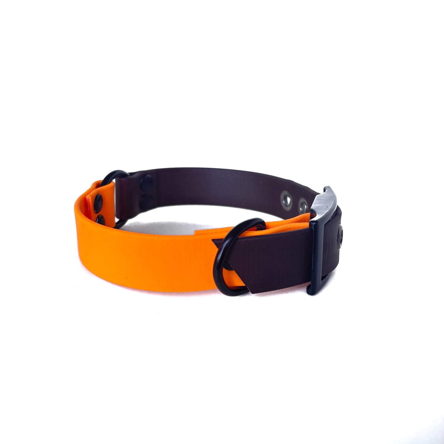 Biothane Halsband, Zweifarbig Braun und Peach, verstellbar