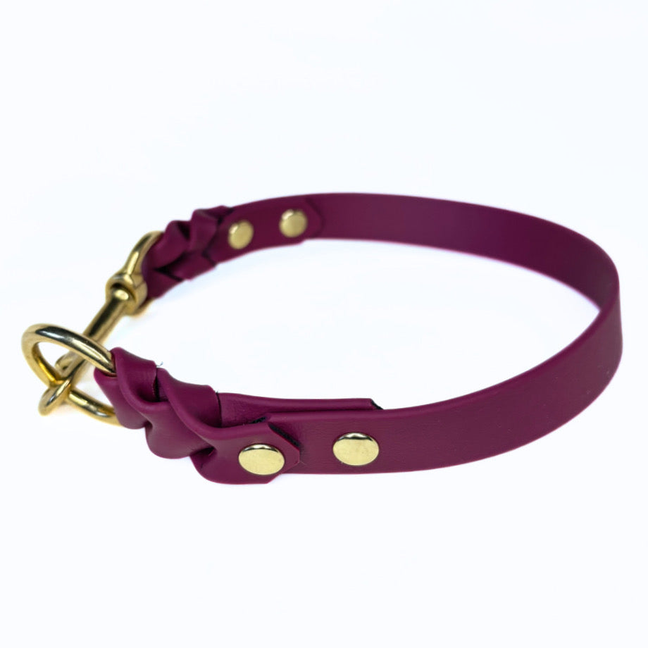 Biothane Halsband, Geflochten, Weinrot