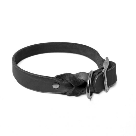 Dein Fettleder Halsband, teilgeflochten