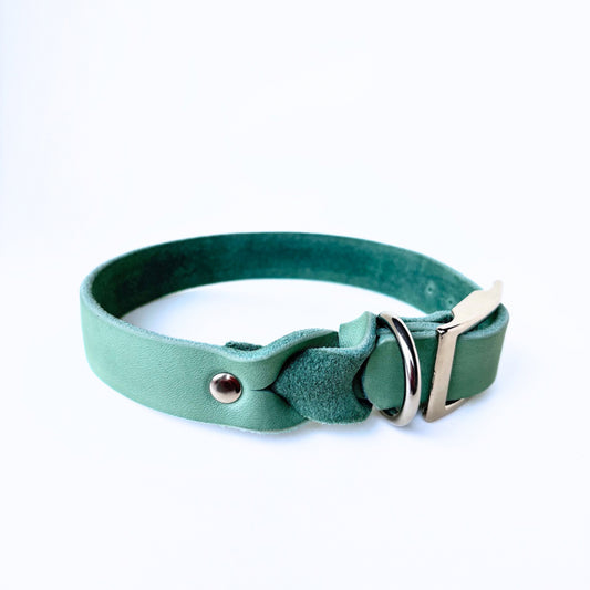 Fettleder Halsband, teilgeflochten, Mint