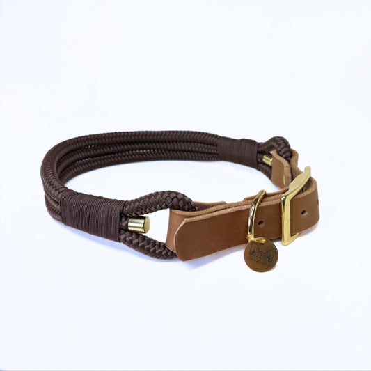 Fettleder und Tau Halsband, Camel und Braun
