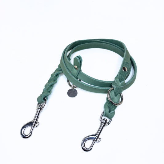 Fettleder Leine, teilgeflochten, Mint