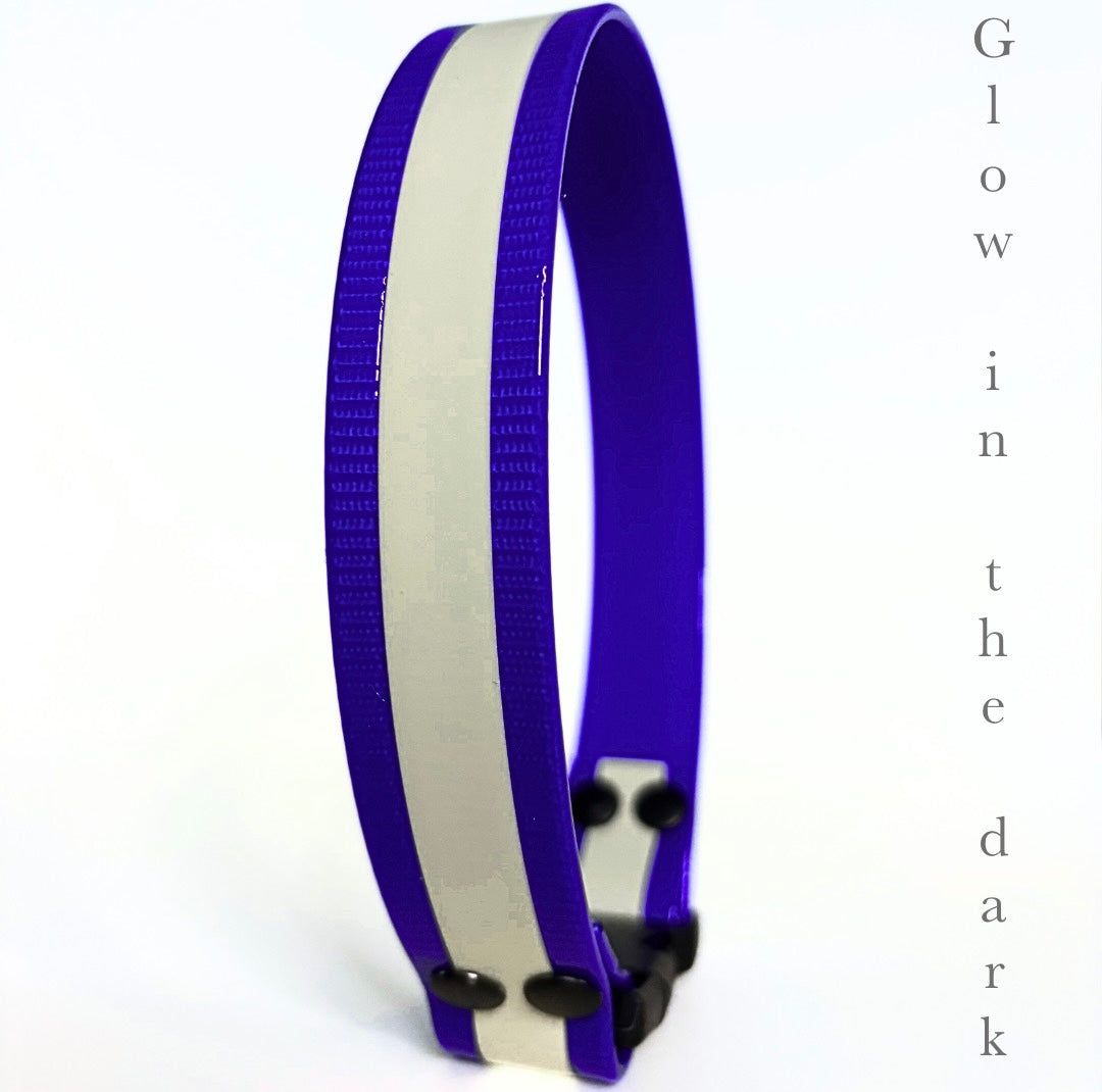 Halsband Biothane, Dunkelblau, "Glow in the dark"