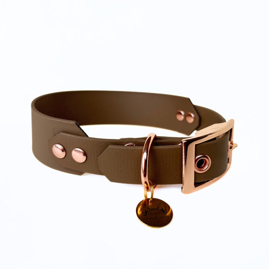 Halsband Biothane, helles Braun, extra breit