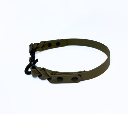 Biothane Halsband, Geflochten, Olive