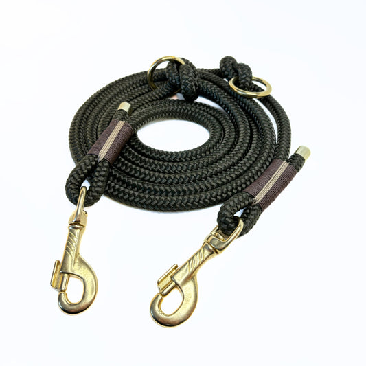 Hundeleine Tau, Olive, verstellbar