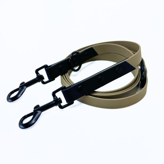 Biothaneleine, Beige und Schwarz, zweifarbig, verstellbar