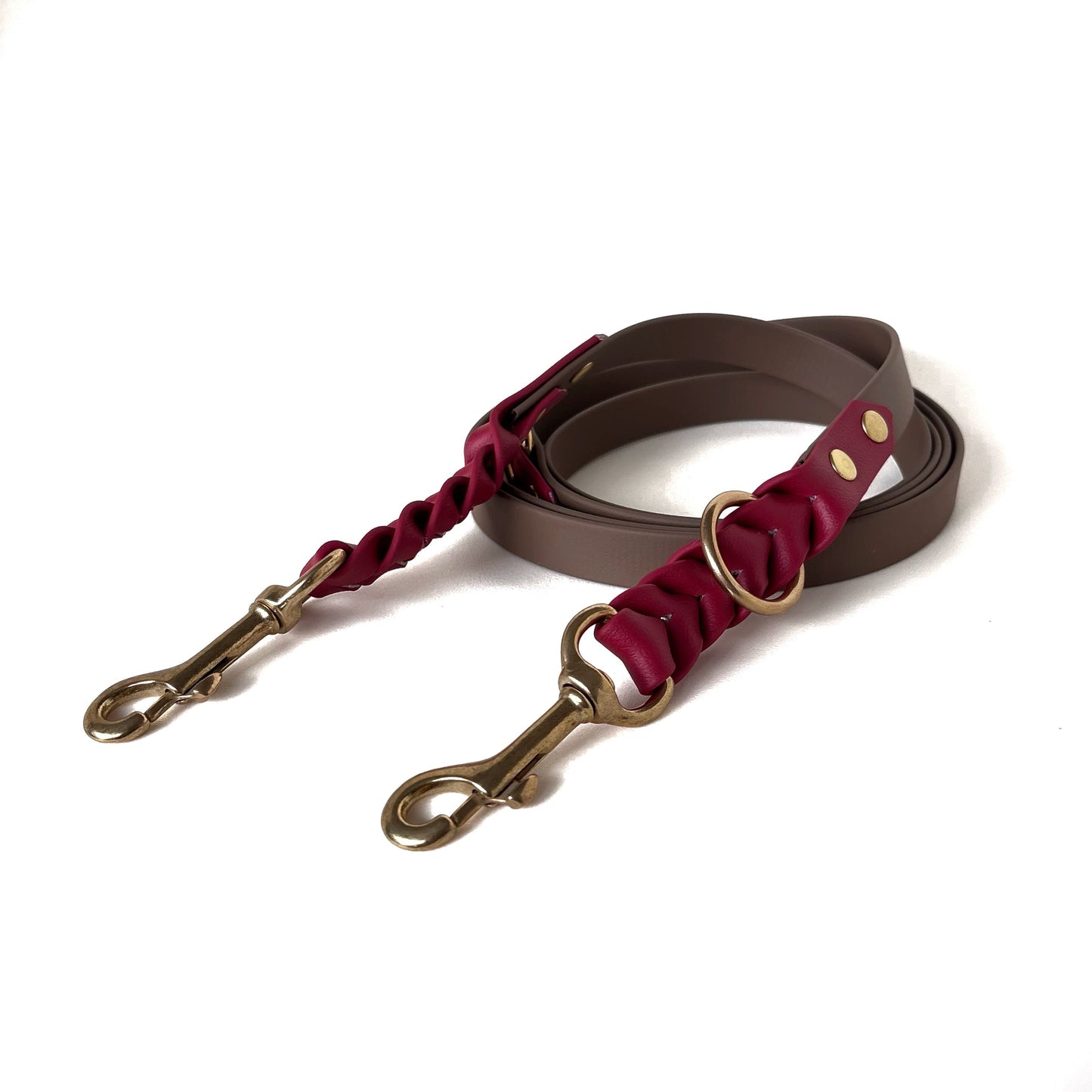 Biothaneleine, Mittelbraun mit Crimson Rot, verstellbar