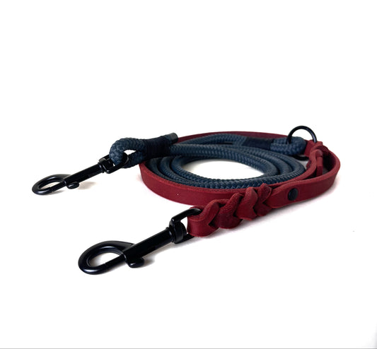 Fettleder und Tau Leine, teilgeflochten, Roast und Grau