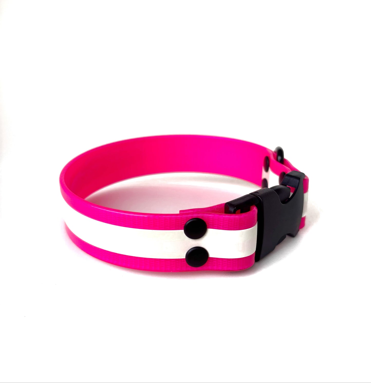 Halsband Biothane, Neon Pink, "Glow in the dark"