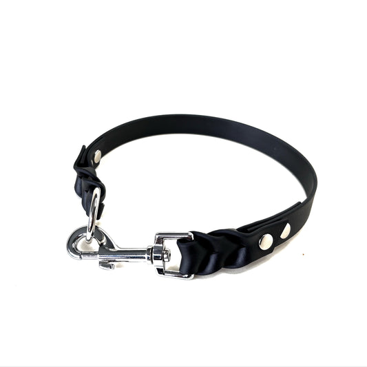 Biothane Halsband, Geflochten, Schwarz