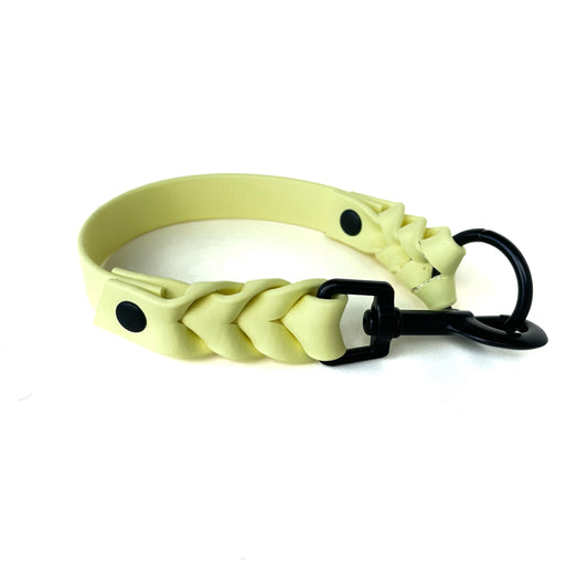 Biothane Halsband, Geflochten, Pastel Gelb