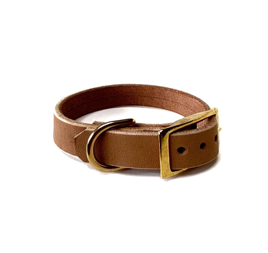 Fettleder Halsband, Cognac, schlicht