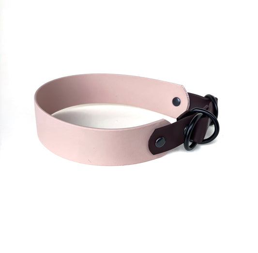 Schlupfhalsband Biothane, Puder und Dunkelbraun, extra breit