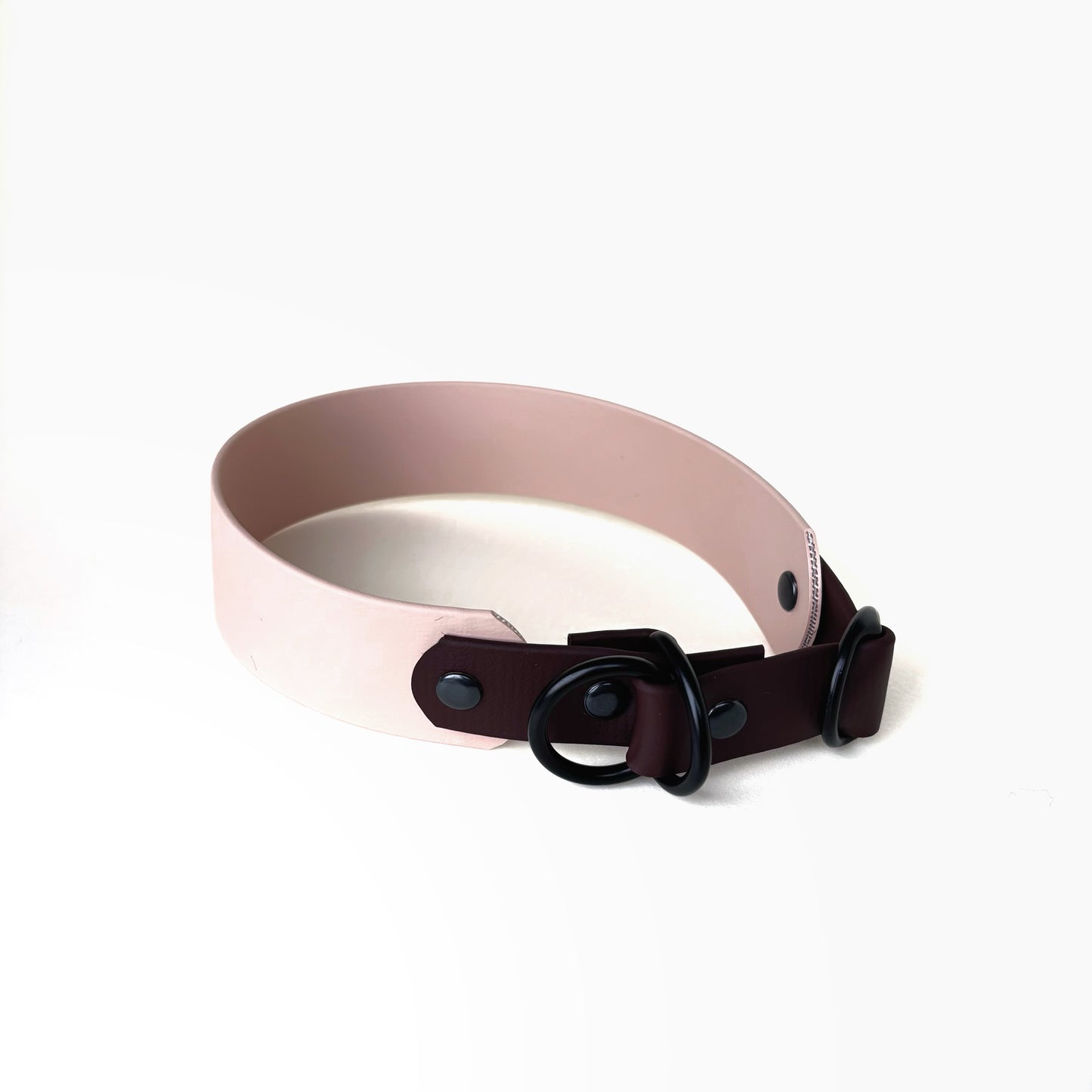 Schlupfhalsband Biothane, Puder und Dunkelbraun, extra breit