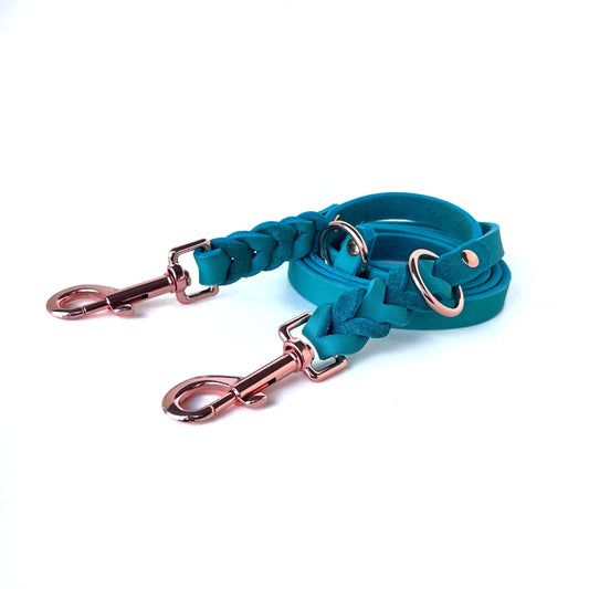 Fettleder Leine, teilgeflochten, Smaragd