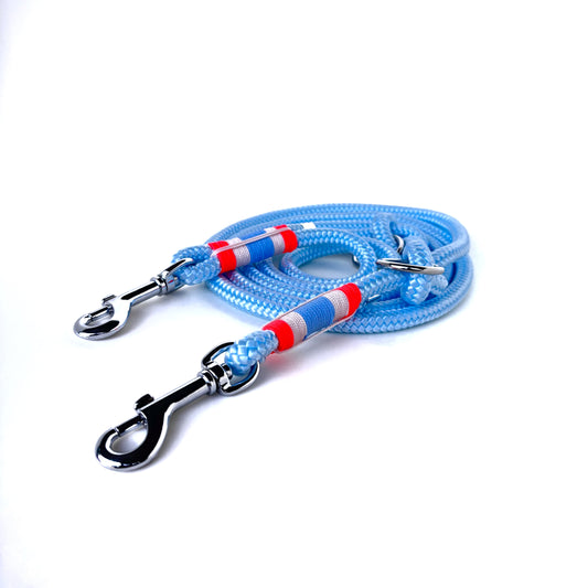 Hundeleine Tau, Baby Blau, verstellbar