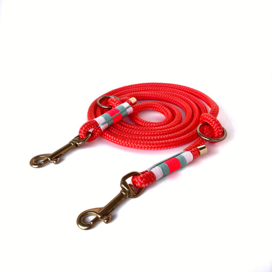 Hundeleine Tau, Neon Orange, verstellbar