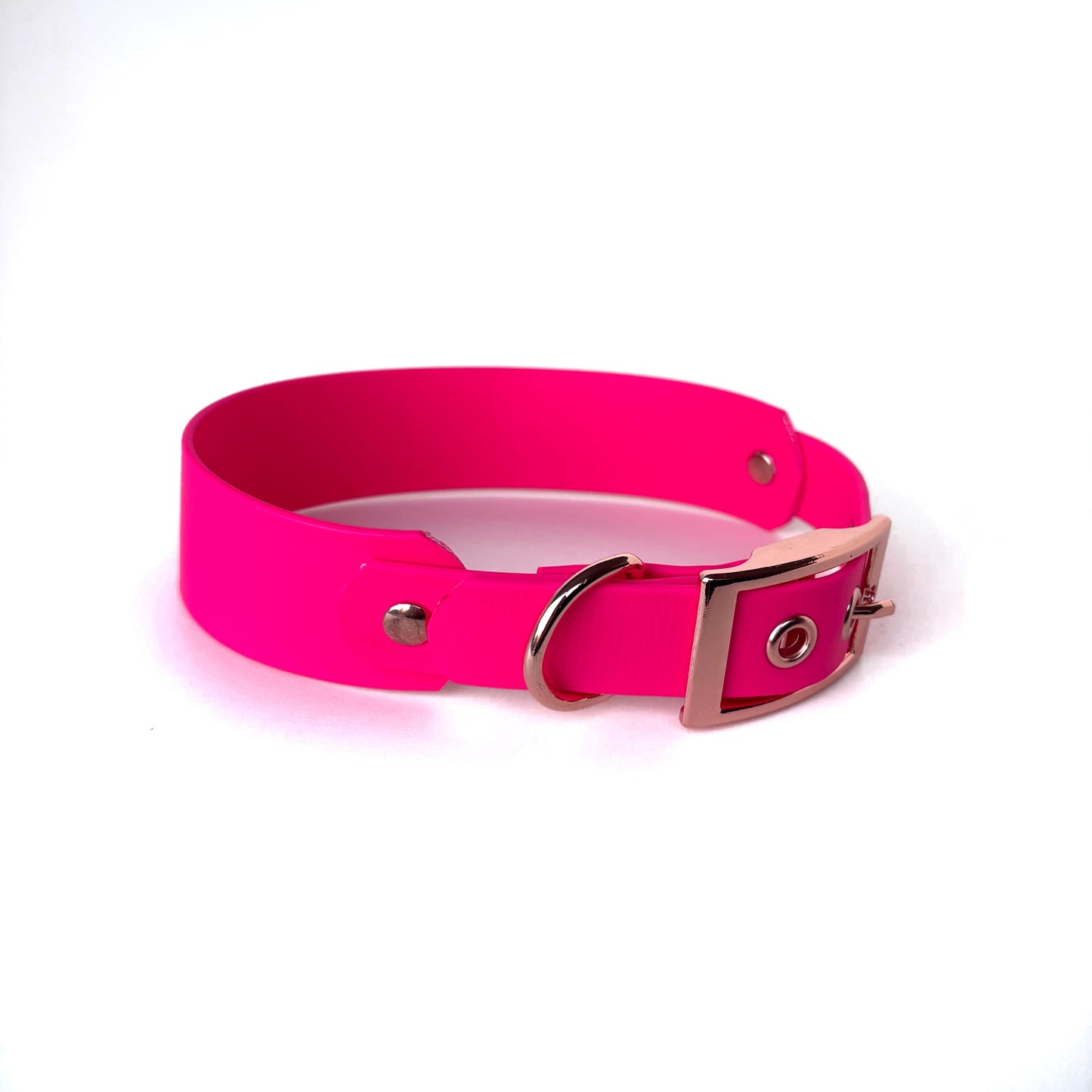 Halsband Biothane, Neon Pink, breit