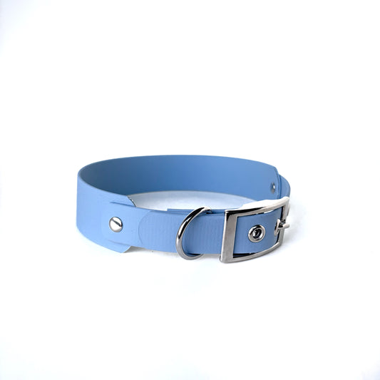 Halsband Biothane, Helles Blau, breit