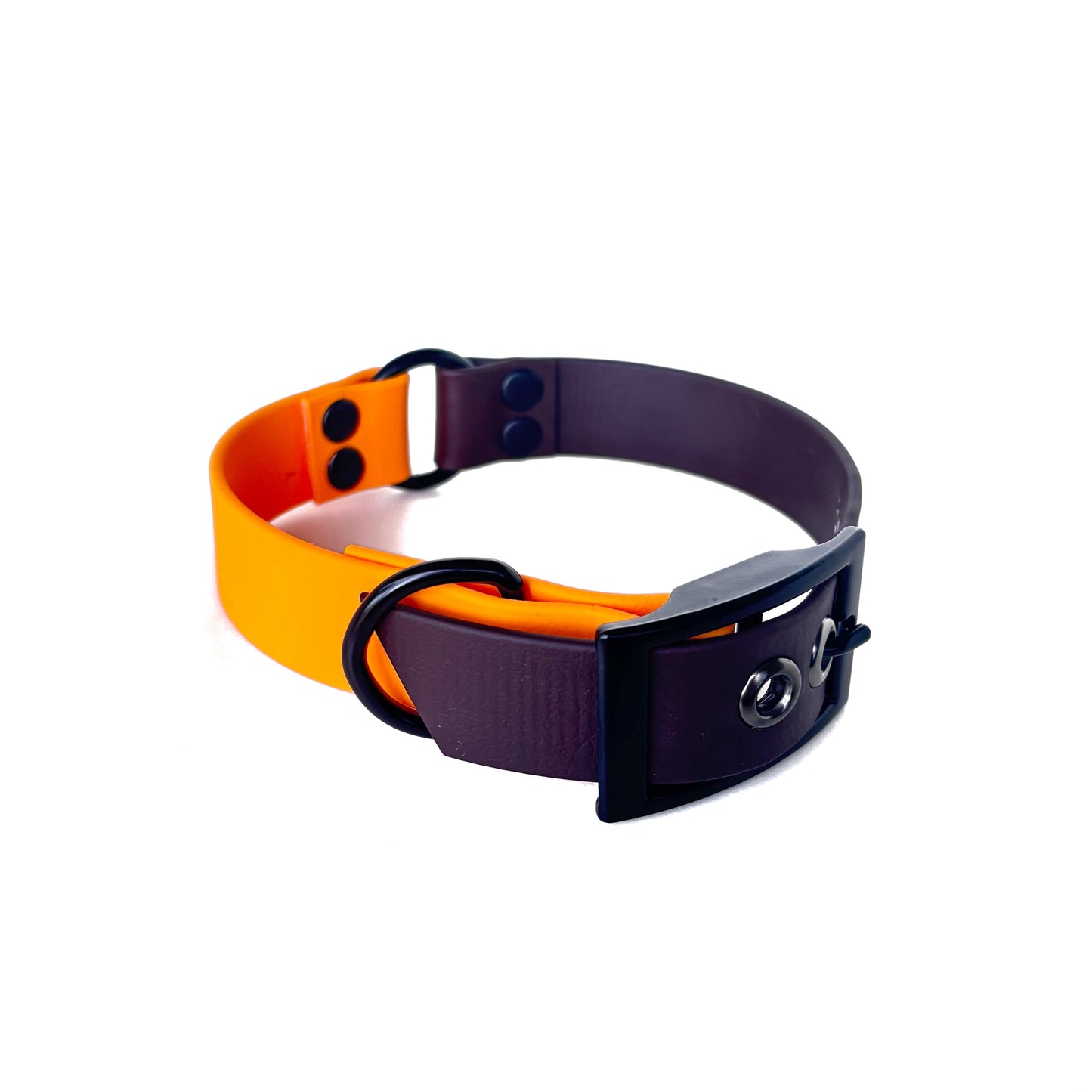 Biothane Halsband, Zweifarbig Braun und Peach, verstellbar