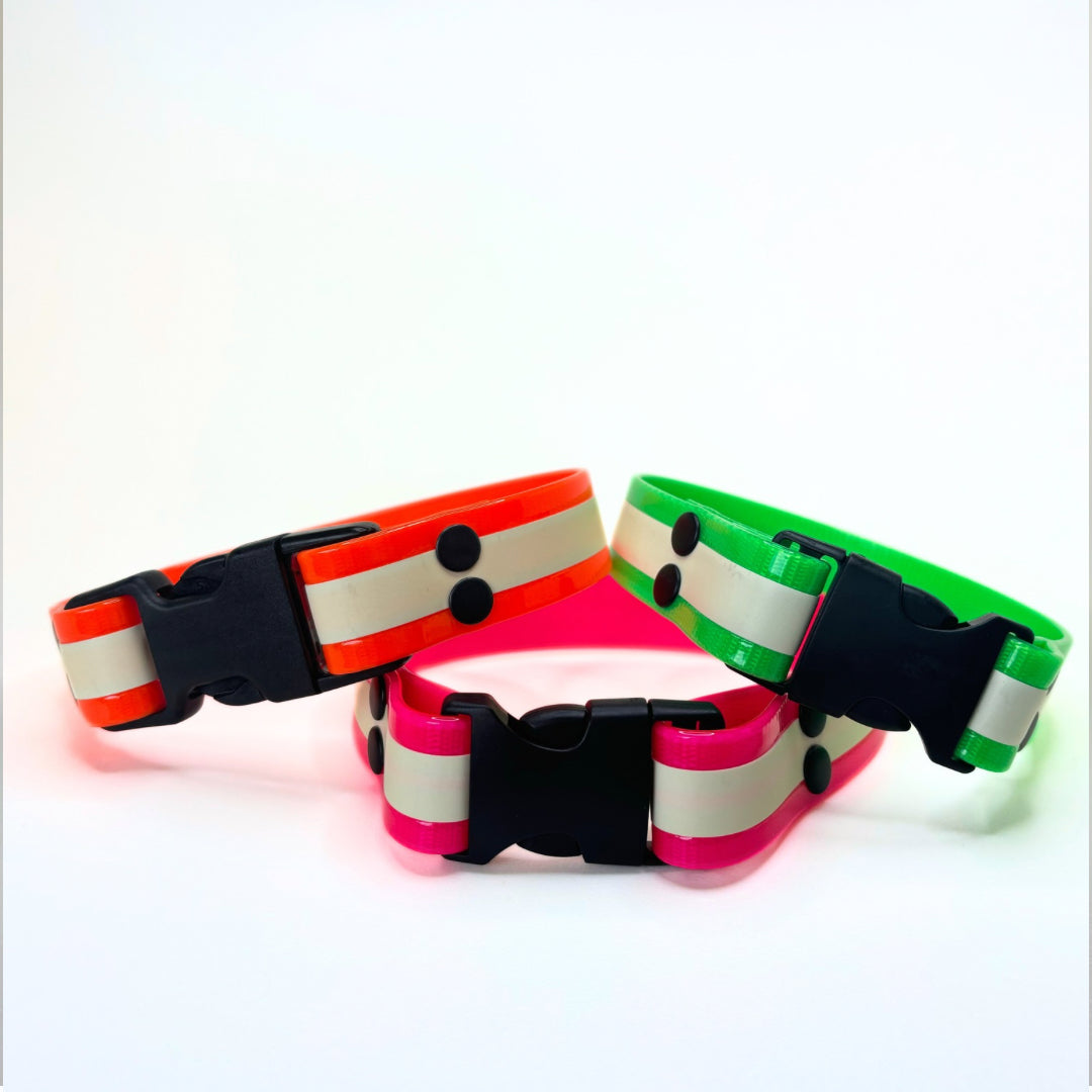 Halsband Biothane, Neon Grün, "Glow in the dark"