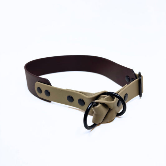 Schlupfhalsband Biothane, Dunkelbraun und Beige, extra breit