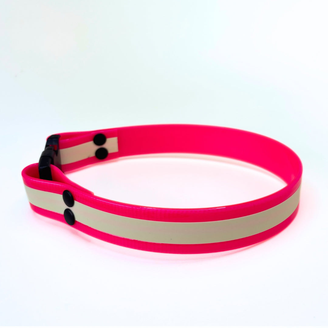 Halsband Biothane, Neon Pink, "Glow in the dark"