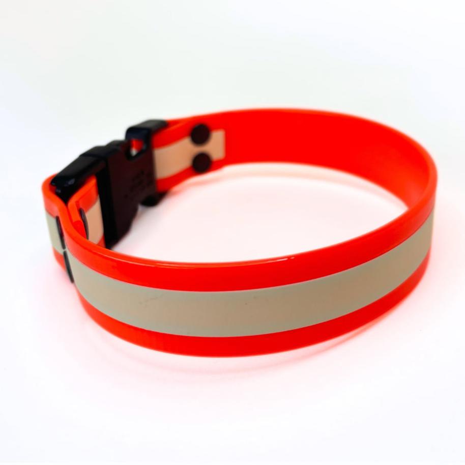 Halsband Biothane, Neon Orange, "Glow in the dark"